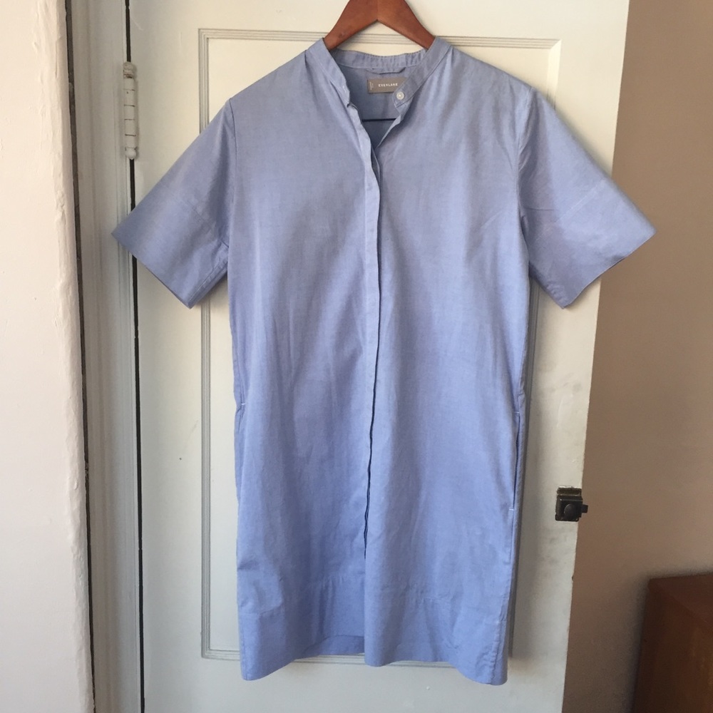 🚫SOLD🚫Everlane blue oxford collarless shirtdress